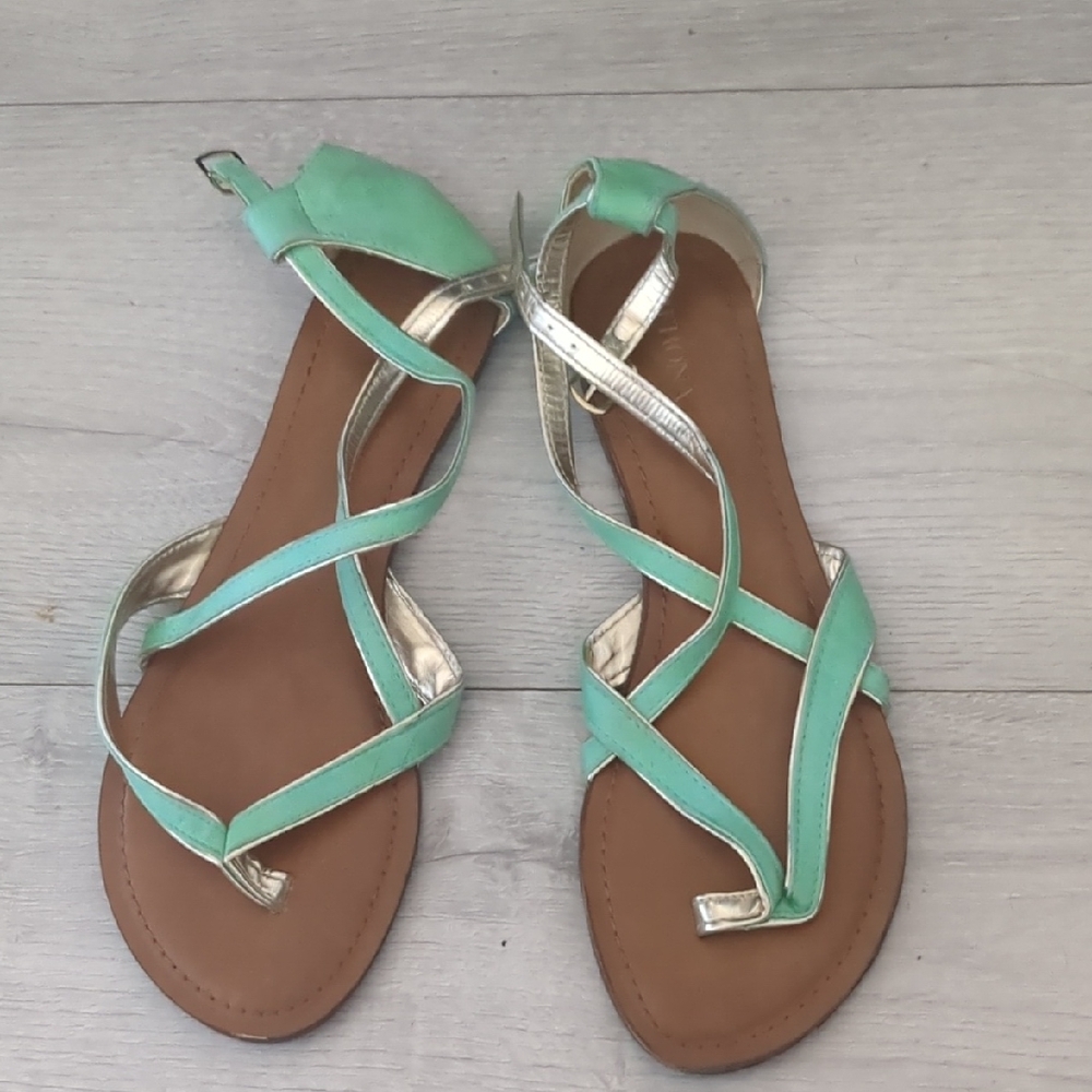 Merona Mint and Silver Strappy Sandals